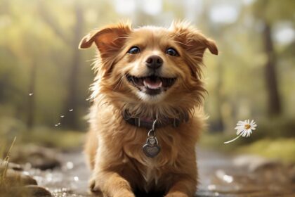 A compelling visual representation of a happy and healthy pet enjoying outdoor activities, emphasizing the importance of flea and tick prevention.